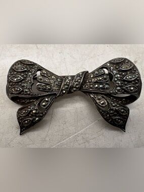 Sterling Silver Marcasite Crystal Brooch